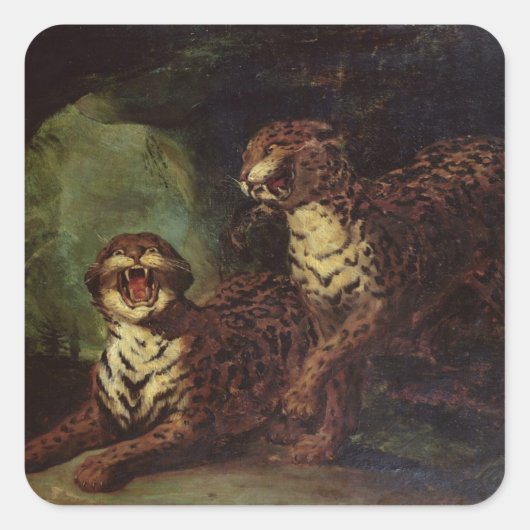 2匹のヒョウ、c.1820 スクエアシール (正面)