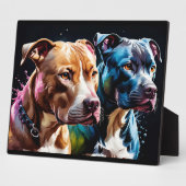 2匹のピットブル ポートレート フォトプラーク (側面)