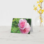 2匹のピンクのバラ、こんにちは友人-メッセージカード カード (黄色い花)