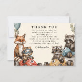 2匹のファストウッドランドの動物の誕生日 サンキューカード (正面)