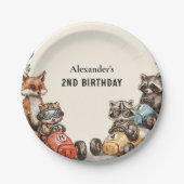 2匹のファストウッドランドの動物の誕生日 ペーパープレート (正面)