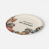 2匹のファストウッドランドの動物の誕生日 ペーパープレート (アングル)