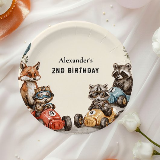 2匹のファストウッドランドの動物の誕生日 ペーパープレート