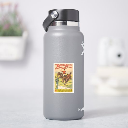 2匹のポニーが障害物を飛び越えるサーカスポスター シール (HydroFlask)