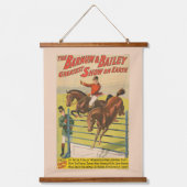 2匹のポニーが障害物を飛び越えるサーカスポスター 吊り下げ型タペストリー (正面)