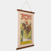 2匹のポニーが障害物を飛び越えるサーカスポスター 吊り下げ型タペストリー (傾斜あり)