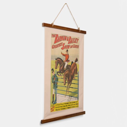 2匹のポニーが障害物を飛び越えるサーカスポスター 吊り下げ型タペストリー (傾斜あり)
