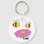 2匹のミツバチと1匹の花のキーチェーン キーホルダー (裏面)