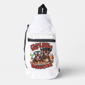 2匹のロットワイラー犬が一緒に座る スリングバッグ (正面)