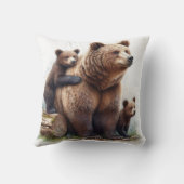 2匹の子犬を持つブラウンベア クッション (裏面)