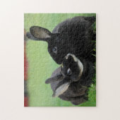 2匹の寄り添うレックスのウサギ-動物の写真撮影 ジグソーパズル (縦)