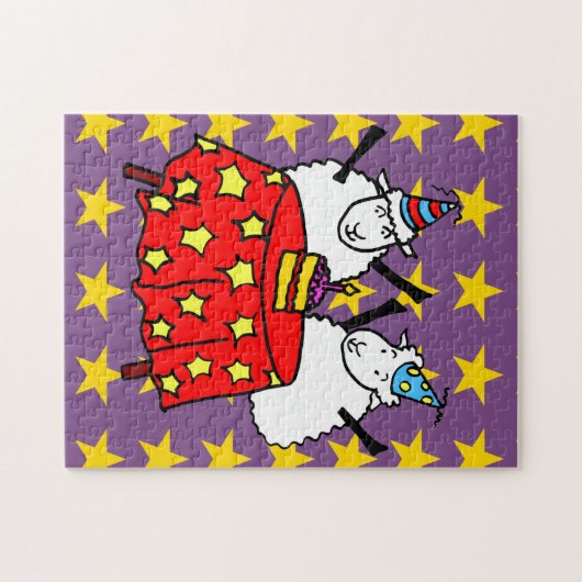 2匹の小さなヒツジがパーティー ジグソーパズル (横)