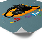 2匹の幾何学的な黒猫がパーティー後に寝ている ポスター (角)