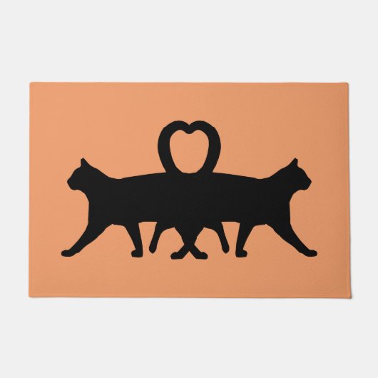 2匹の怖い猫ハロウィン ドアマット (正面)