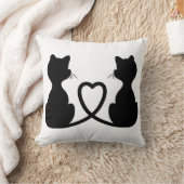 2匹の愛猫の黒いシルエット クッション (ブランケット)