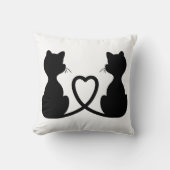 2匹の愛猫の黒いシルエット クッション (正面)