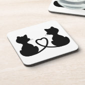 2匹の愛猫の黒いシルエット コースター (左側)
