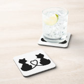 2匹の愛猫の黒いシルエット コースター (右側)
