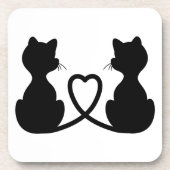 2匹の愛猫の黒いシルエット コースター (正面)