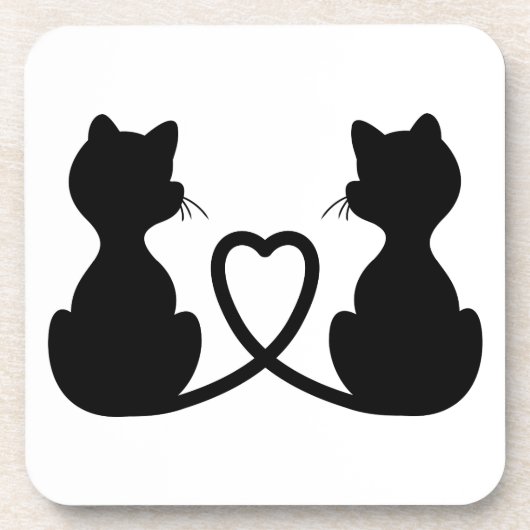 2匹の愛猫の黒いシルエット コースター (正面)