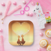 2匹の愛猫紙プレート ペーパープレート (パーティー)