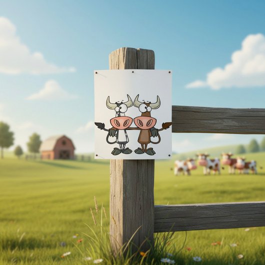 2匹の漫画の牛 ポスター