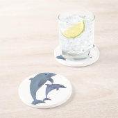 2匹の熱帯性イルカがお互いに飛び跳ねる コースター (側面)