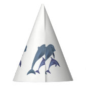 2匹の熱帯性イルカがお互いに飛び跳ねる パーティーハット (裏面)