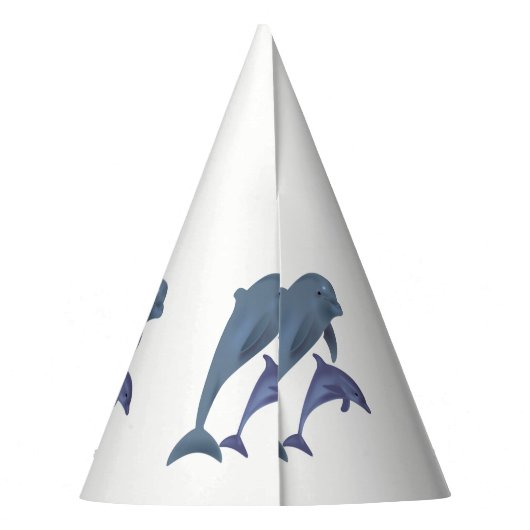 2匹の熱帯性イルカがお互いに飛び跳ねる パーティーハット (裏面)
