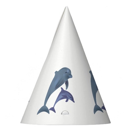 2匹の熱帯性イルカがお互いに飛び跳ねる パーティーハット (左)