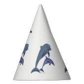 2匹の熱帯性イルカがお互いに飛び跳ねる パーティーハット (右)