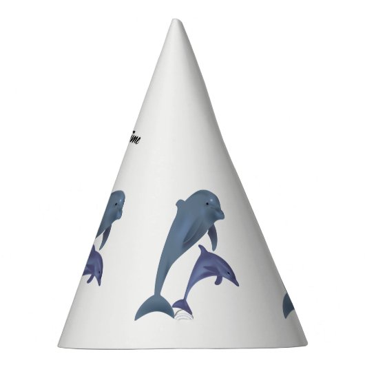 2匹の熱帯性イルカがお互いに飛び跳ねる パーティーハット (右)