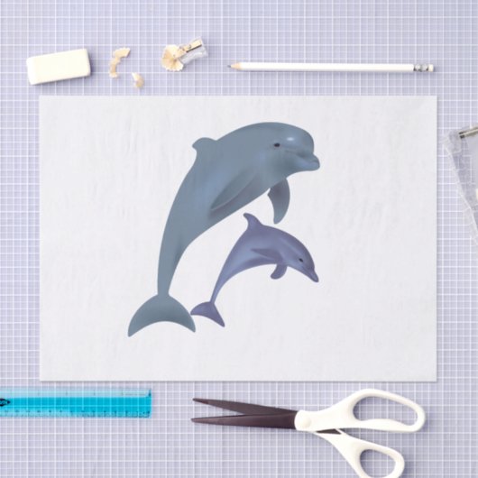 2匹の熱帯性イルカがお互いに飛び跳ねる 薄葉紙 (クラフト)