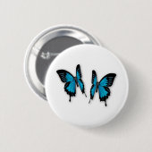 2匹の熱帯青い蝶 缶バッジ (正面&裏面)
