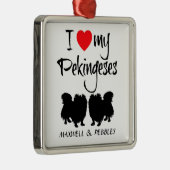 2匹の牡牛犬が大好き メタルオーナメント (右)