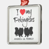 2匹の牡牛犬が大好き メタルオーナメント (左)