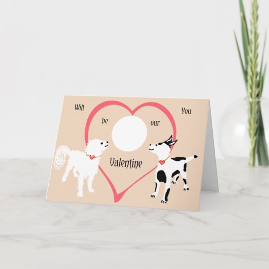 2匹の犬からバレンタインデーのカード、あなたの写真を追加。 シーズンカード (正面)