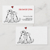2匹の犬がペットの座り札 名刺 (正面/裏面)