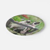 2匹の犬が子犬をふき、ボストン·テリアは荷車に乗っている ペーパープレート (アングル)