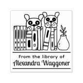 2匹の犬が隠れて本の陰に"の図書館から" セルフインキングスタンプ (デザイン)