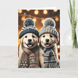 2匹の犬とクリスマスカード シーズンカード