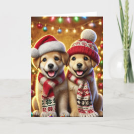 2匹の犬とクリスマスカード シーズンカード