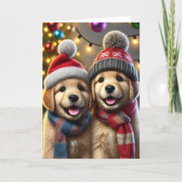2匹の犬とクリスマスカード シーズンカード