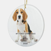 2匹の犬と猫のフォト 初めてのクリスマス セラミックオーナメント (左)