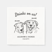 2匹の犬のカクテルが可愛結婚いドリンク スタンダードカクテルナプキン (正面)