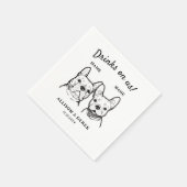 2匹の犬のカクテルが可愛結婚いドリンク スタンダードカクテルナプキン (角)