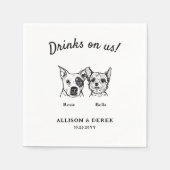 2匹の犬のカクテルが可愛結婚いドリンク スタンダードカクテルナプキン (正面)