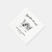 2匹の犬のカクテルが可愛結婚いドリンク スタンダードカクテルナプキン (角)