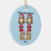 2匹の犬のクリスマスオーナメントを持つ2人の女性 セラミックオーナメント (右)