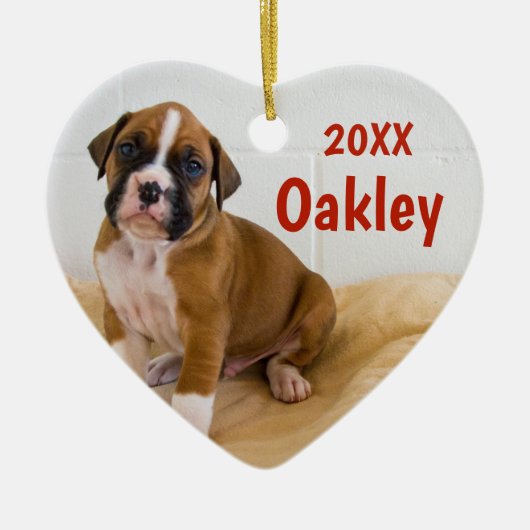 2匹の犬の両面クリスマス犬のオーナメント セラミックオーナメント (正面)